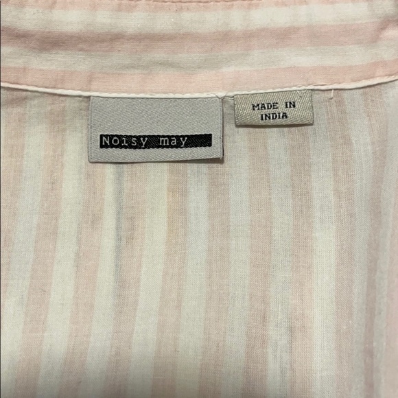 nwot Noisy May Pink White Stripes Frill Button Down Shirt US S - Picture 5 of 7